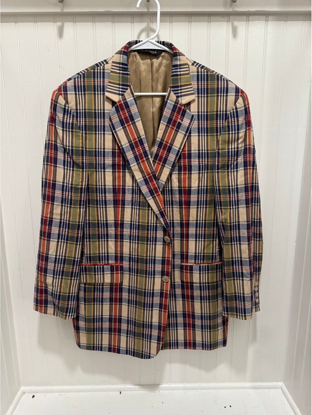 Jos. A. Bank 100% Cotton Sport Coat Jacket Plaid Size 43R